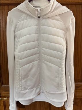 Tek Gear White Hooded Quilted Zip Jacket